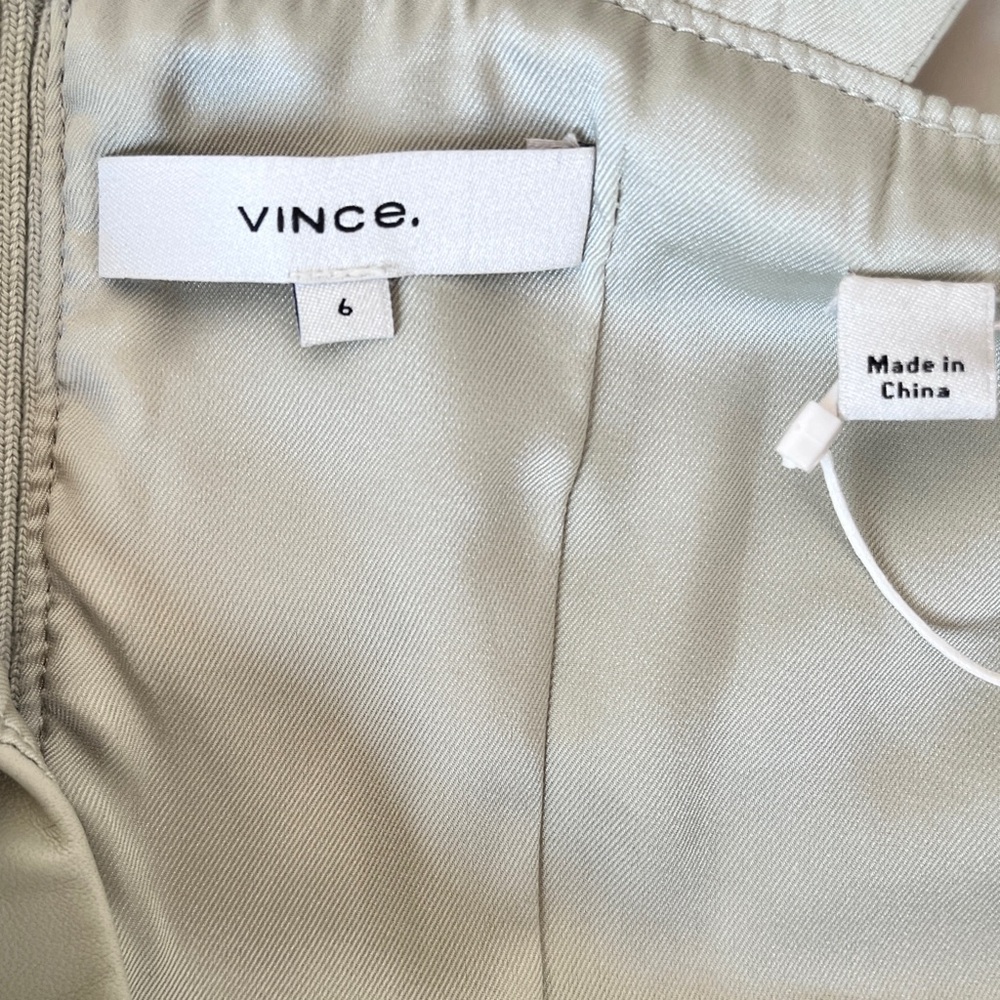 NEW VINCE Genuine Leather Minimalist Corset Green Cami Top Size 6 - Picture 6 of 6